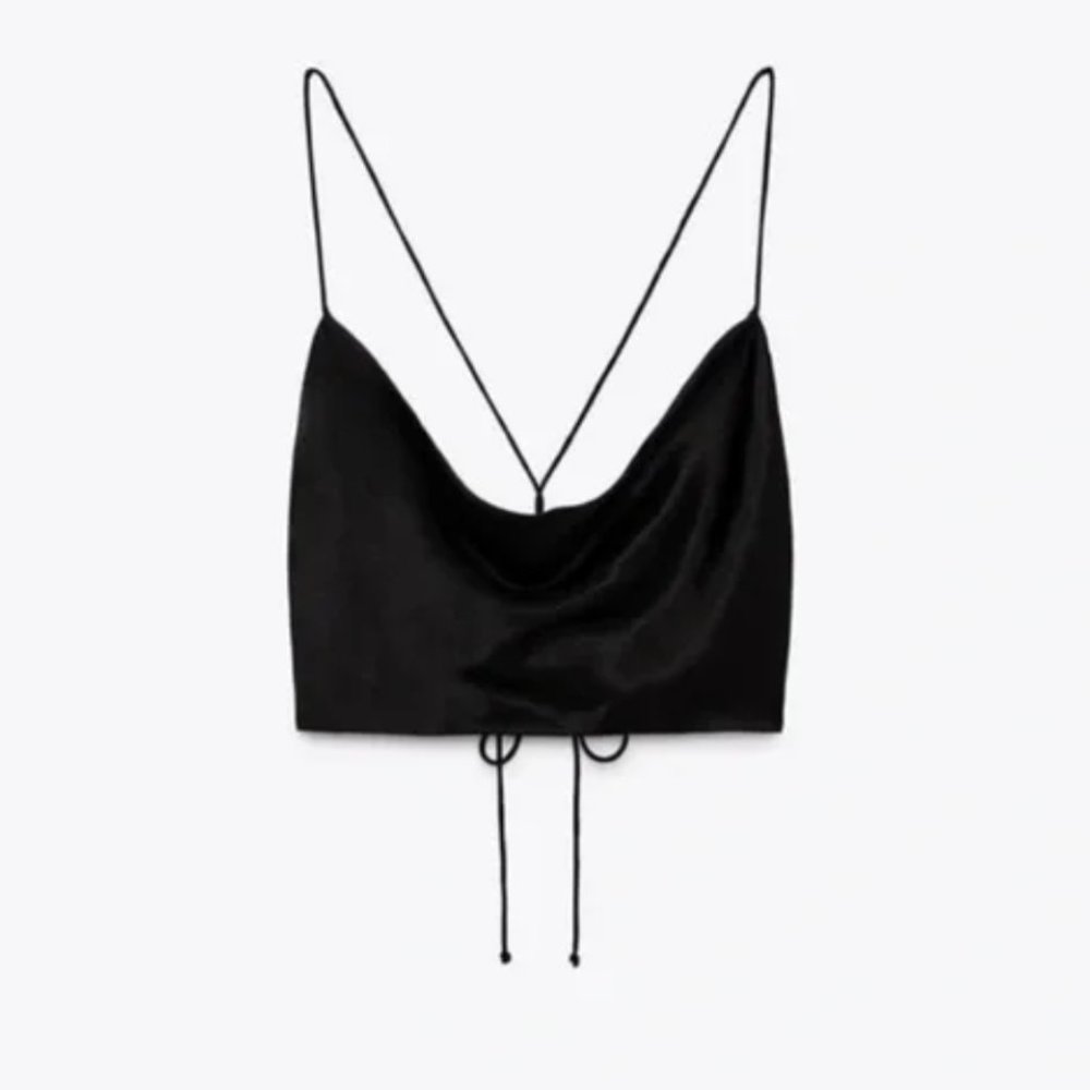 Zara cowl satin top black